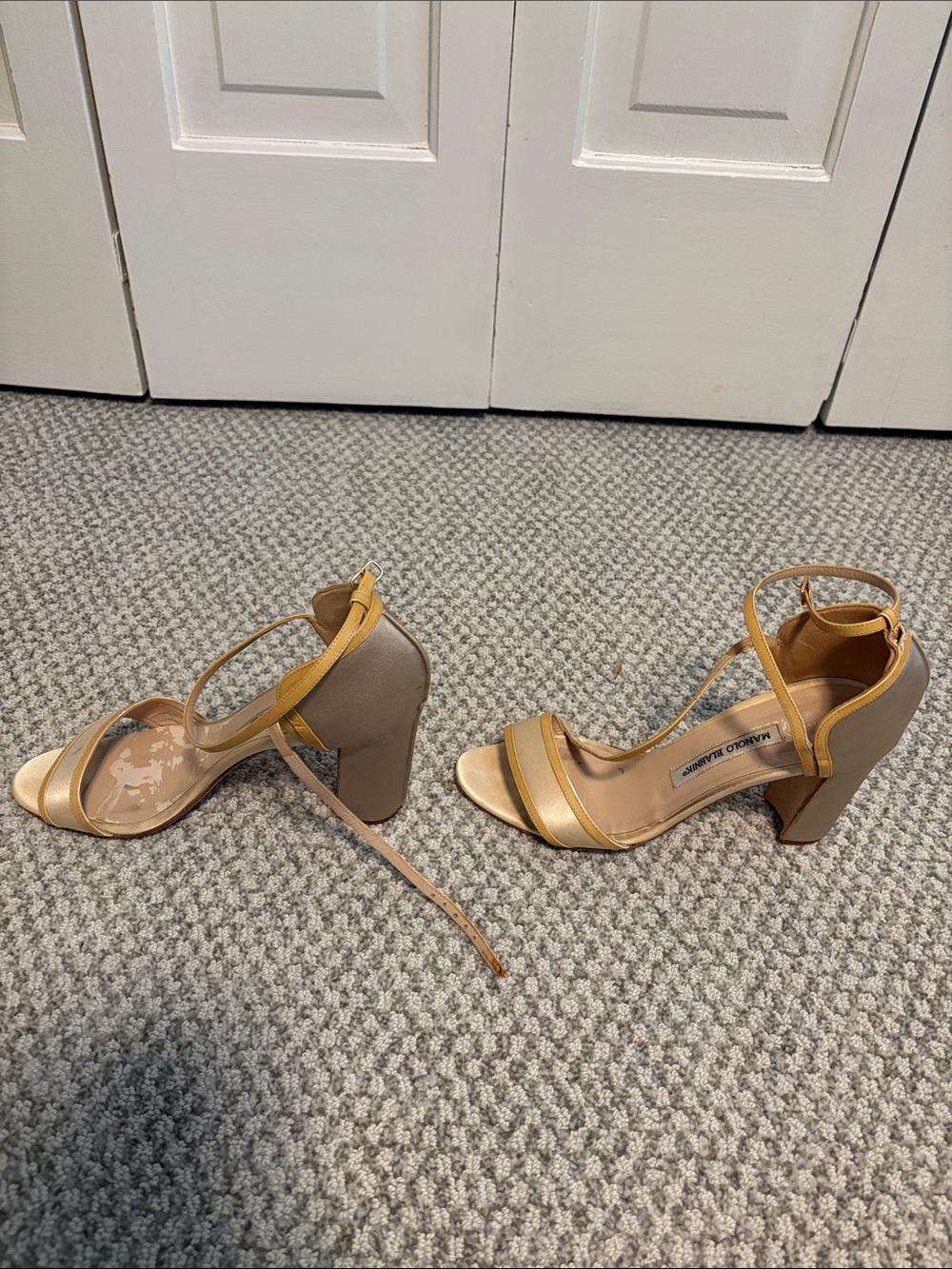Manolo Blahnik Gold-Tone Ankle-Strap Sandals - Picture 2 of 6